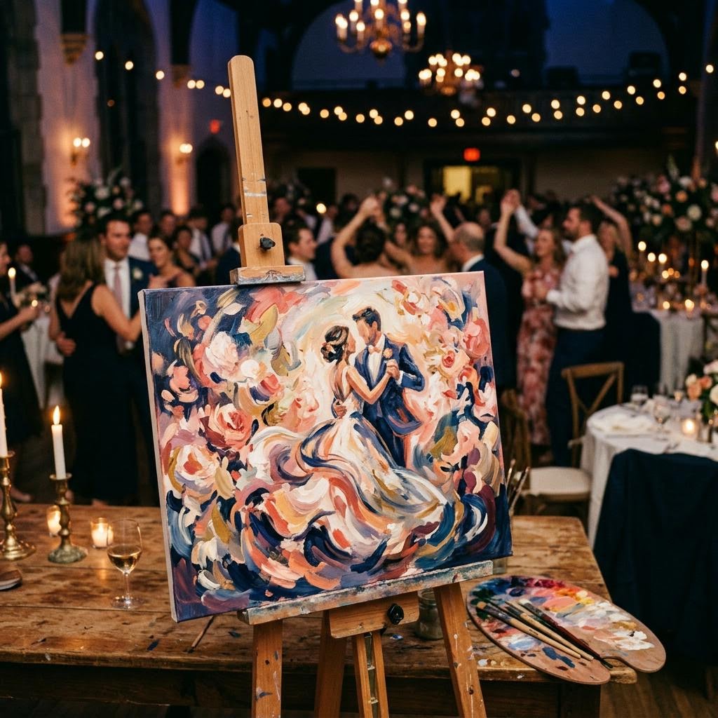 Conceptual live painting imagery for weddings